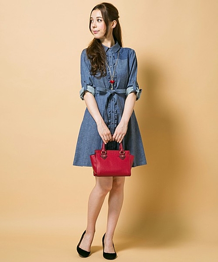 コットンリネンシャンブレーワンピース