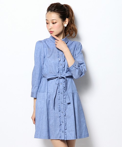 コットンリネンシャンブレーワンピース