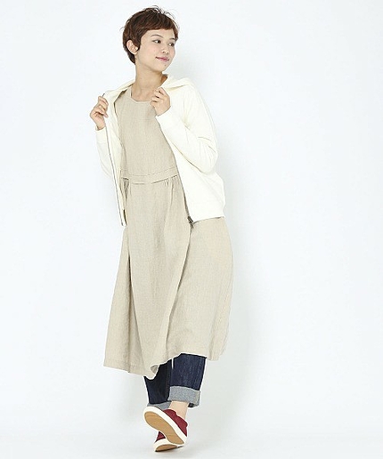 ドレッシングリネンボートネックワンピース