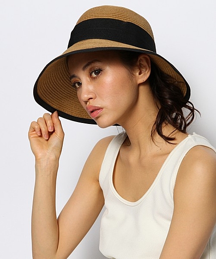 つば広リボンハット