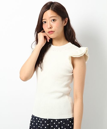 【再入荷】フリルソデニットノースリーブ
