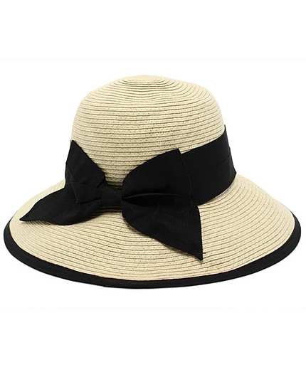 つば広リボンハット