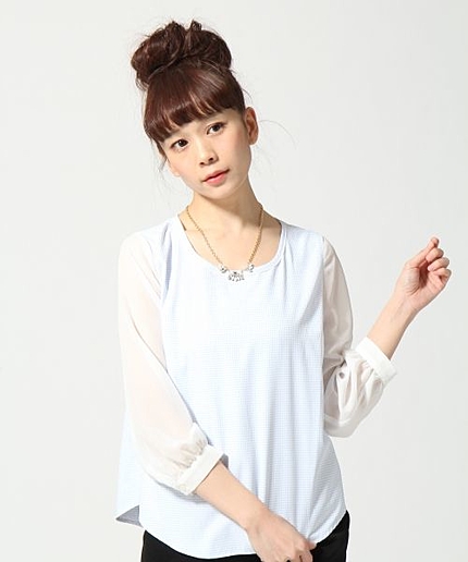 スソシフォンキリカエシャツ7分袖