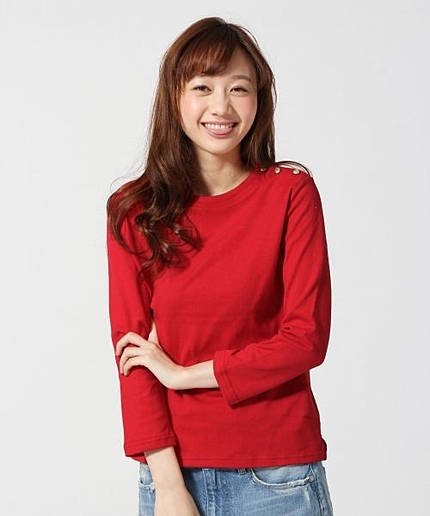 コットンカタボタンプルオーバー７分袖