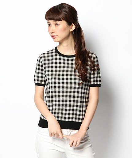 ギンガムチェックジャカードニット