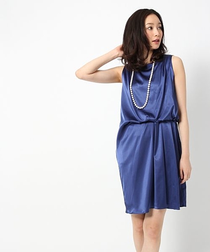 アシメドレープカラーワンピース