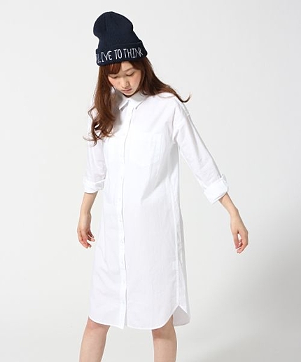 ブロードロングシャツワンピースロングスリーブ