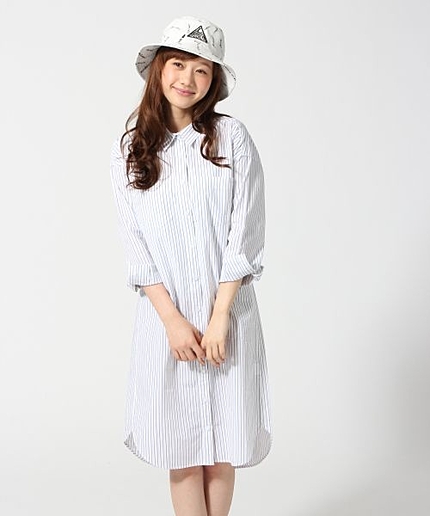 ブロードロングシャツワンピースロングスリーブ
