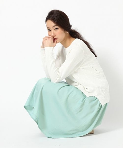 サテンミモレギャザースカート