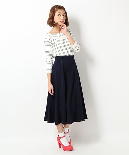 【WEB店舗限定】カットデニムミモレスカート