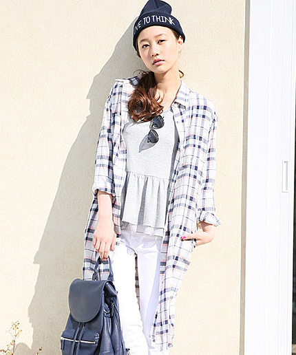 パジャマチェックシャツワンピースロングスリーブ