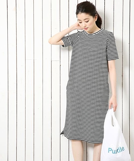 ＰリップルボーダーミドルＳＳワンピース