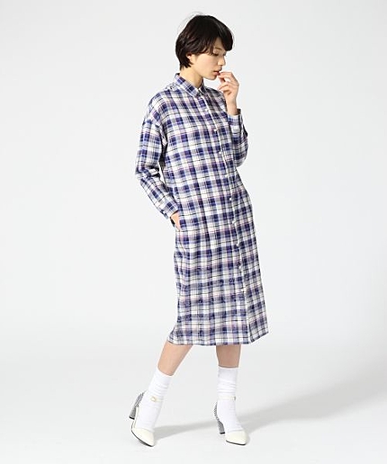 フラワーハクチェックワンピース