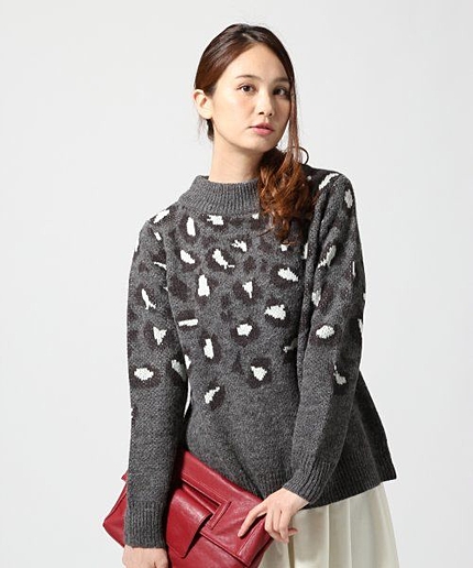 【WEB限定価格】５ゲージレオパードニット長袖