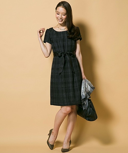 シャンブレーＪＱチェックワンピース