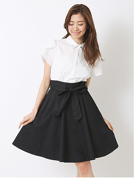 ビジュー付シャツドッキンワンピース