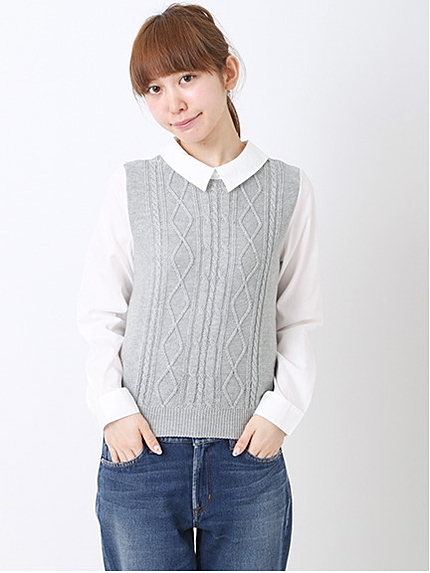 ベスト重ね着風プルオーバー
