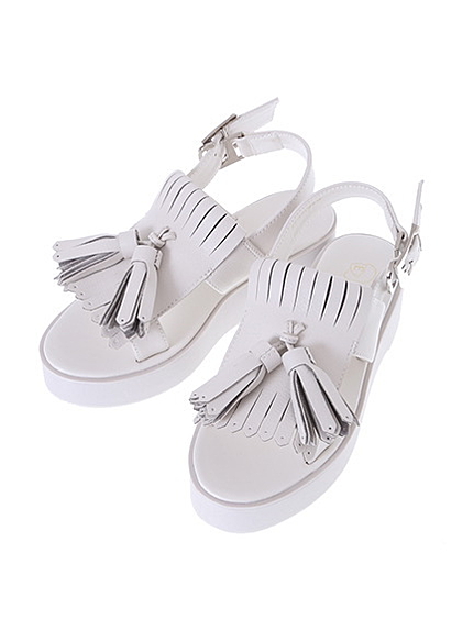 キルト厚底サンダル