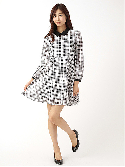 シースルーチェックワンピース