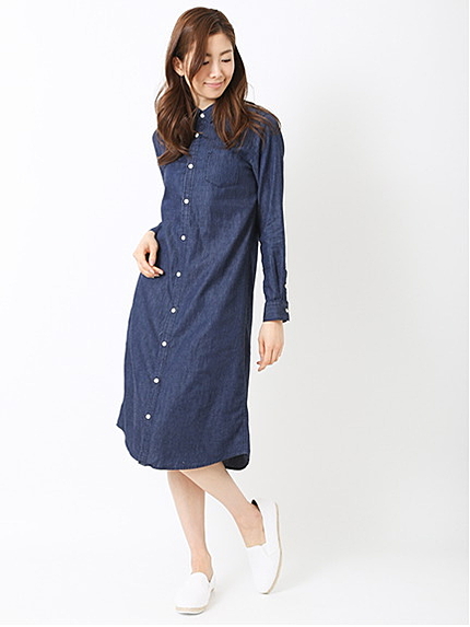 デニムロングシャツワンピース