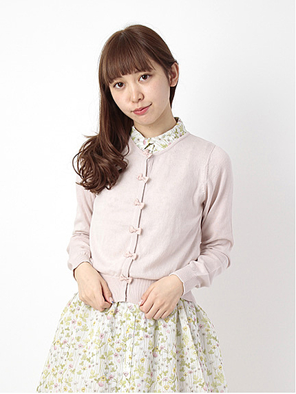 ＜WEB限定大きな・小さなサイズ＞前立てグログランリボンカーディガン