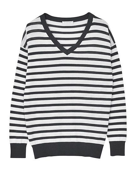 カーラボーダーＶネックニット