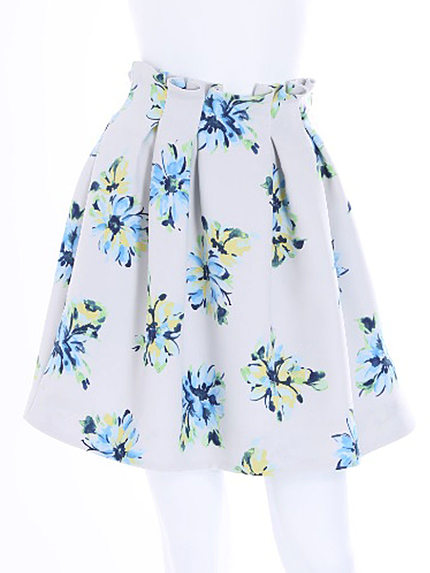 【DUO】 水彩FLOWER タックスカート