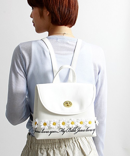 WEGO/フラワーロゴ刺繍リュック