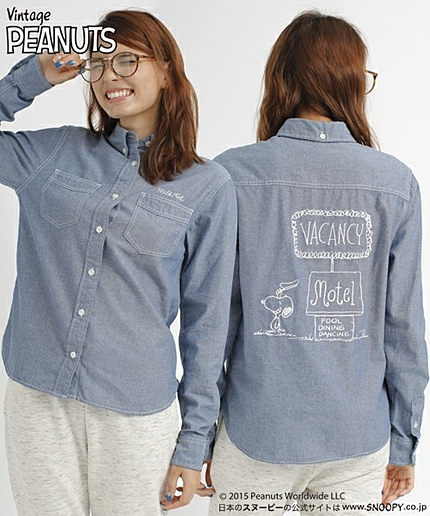 【mini5月号掲載】SNOOPY L/S DUNGAREE SHIRT　（スヌーピー/ダンガリーシャツ/長袖/刺繍）