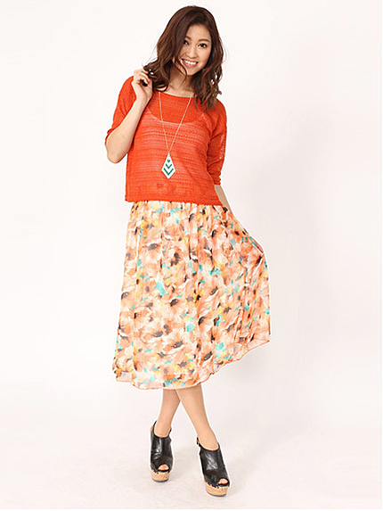 花柄フレアマキシスカート