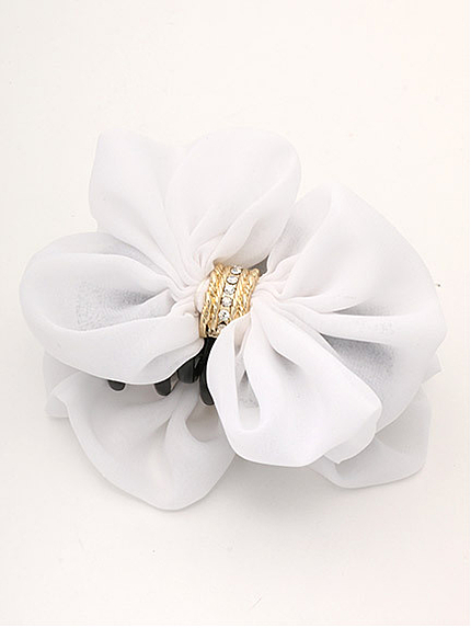 シフォンリボンビジューヘアクリップ