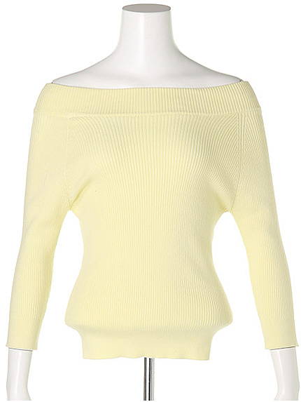 リブオフショルカラーニット