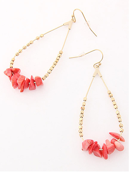 サンゴビーズドロップフープピアス