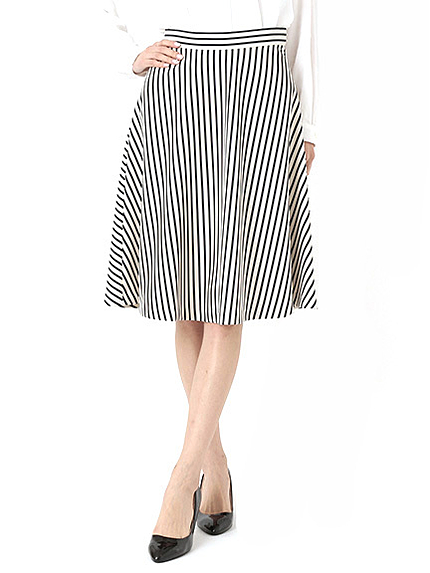 グログランボーダーフレアスカート