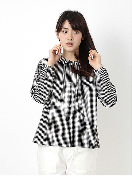 ギンガムチェック丸襟ブラウス 1702722-11-13-11