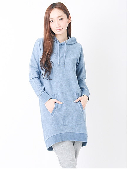 ・パイルインディゴ風裏毛 長袖チュニック