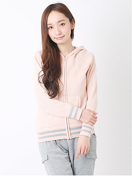 スカシ編 長袖ジップアップパーカー