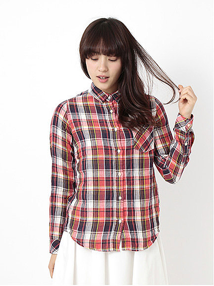 ＜WEB限定大きな・小さなサイズ＞フレンチリネンチェックシャツ