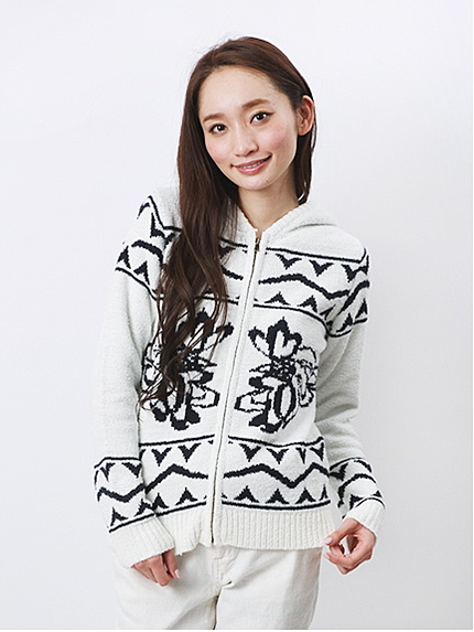 【Special Price】・モコモコヤーンジャガード ジップパーカー