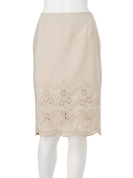 【W】裾スカラップ刺繍スカート