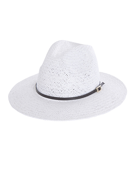 ベルト付つば広ストローハット