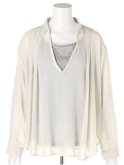 インナー付きタックドレープゆるシャツ