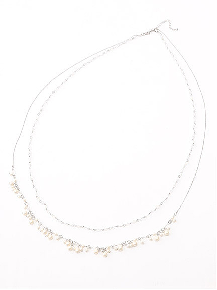 ビジュー2連ロングネックレス