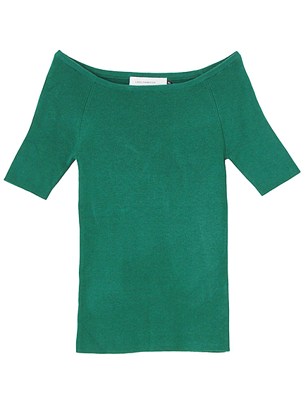 ショートスリーブオフショルリブニット