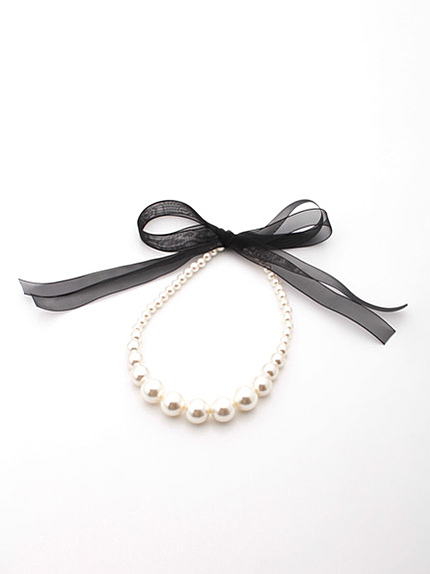 リボンパールネックレス