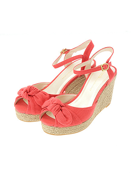 リボンウェッジサンダル