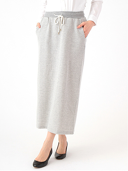 ・細ストライプ裏毛 ミディアムスカート