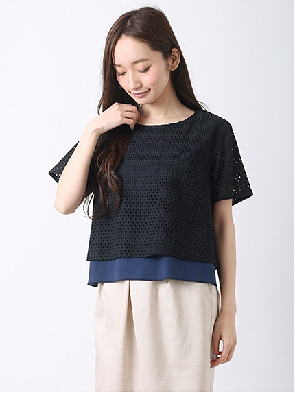 ・レースレイヤーブラウス