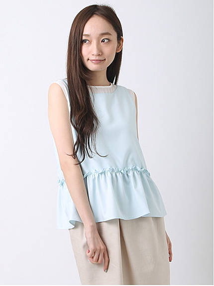 切り替えペプラムブラウス