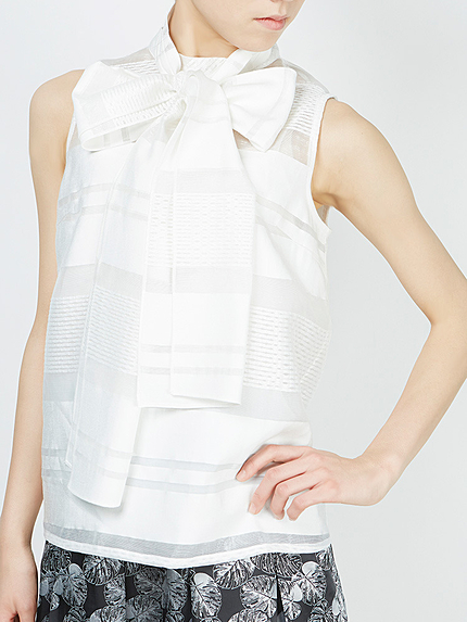 シースルーリボンブラウス